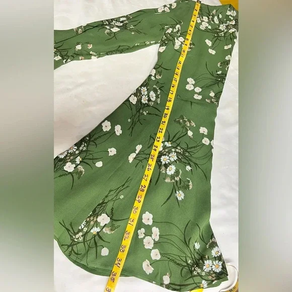 REFORMATION Lomita Green floral long sleeve open back PERSIS mini dress size 10. - Picture 16 of 16